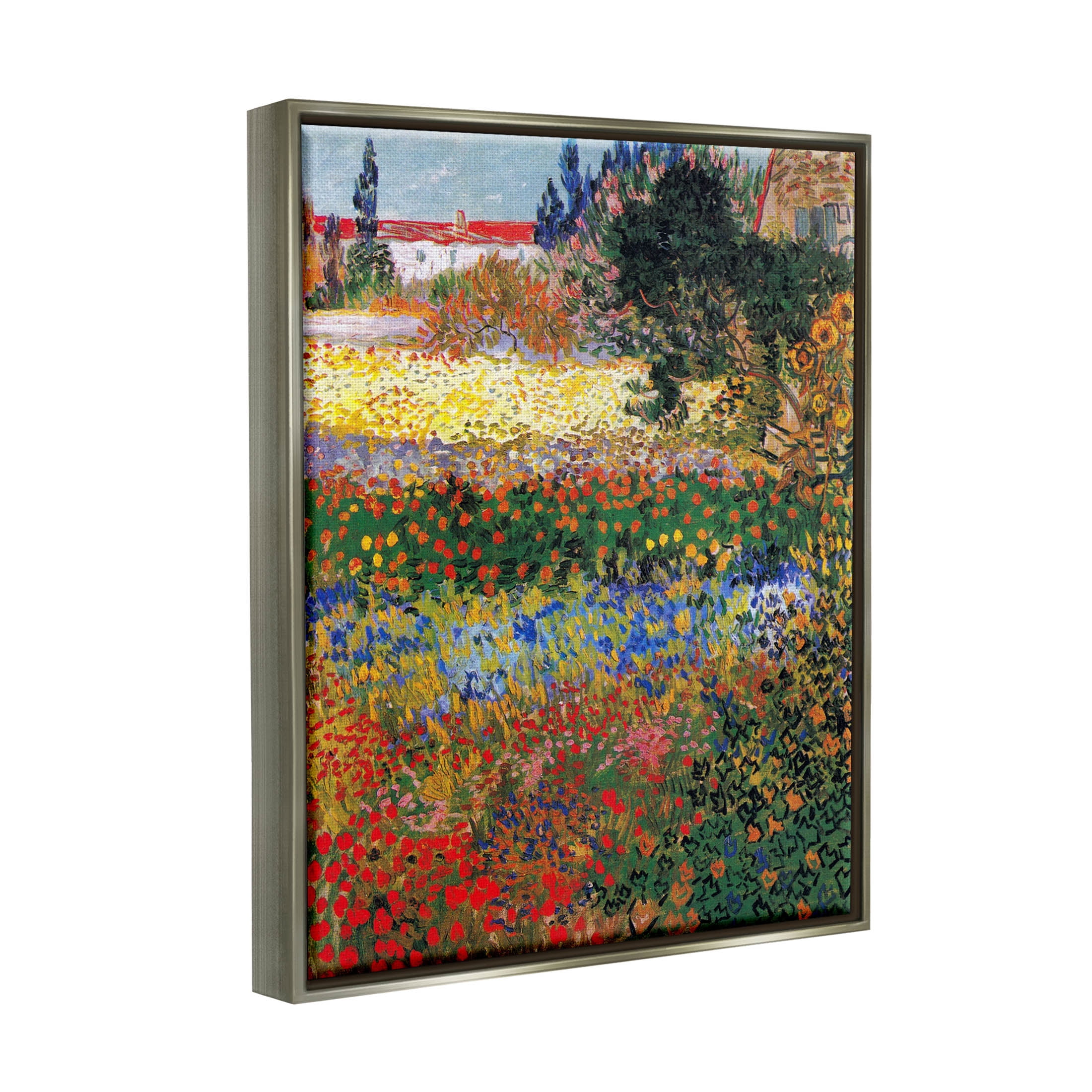 Flower Garden Van Gogh Vivid Painting Landscape Painting Luster Gray Framed Art Print Wall Art