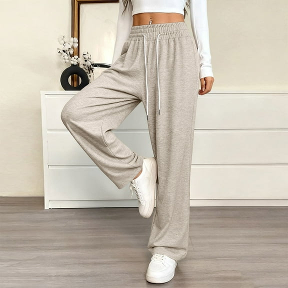 Tawop Sweatpants for Women Fashion Solid Casual Elastic Waist Trousers Sport Long Pants