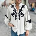thumbnail image 2 of lulshou Women's Embroidered Floral Button Down Cardigan Long Sleeve Casual Open Front Shirt, White, S, 2 of 6
