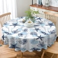 thumbnail image 3 of Odenmar Daisy Floral Round Tablecloth 60 Inch, Farmhouse Waterproof Table Cover, Rustic Flower Design for Dining Table, Kitchen, Party Indoor Outdoor, 3 of 6