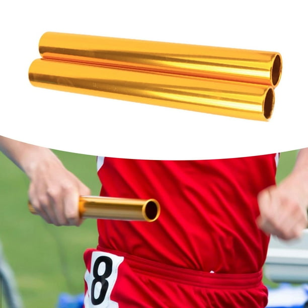 2 piezas de aluminio aleación relé palitos de pista suministros portátiles equipos para adultos accesorios de juegos deportivos resistentes carreras Oro
