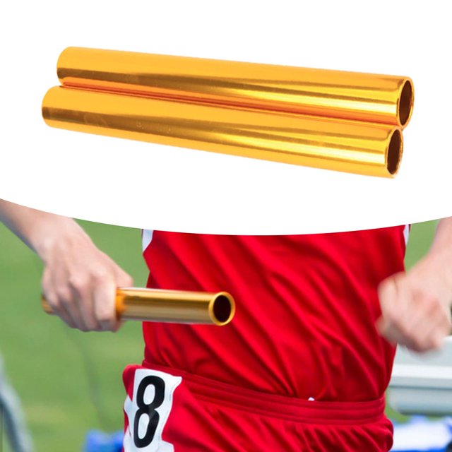 2 piezas de relé de aleación de aluminio palitos de carreras de rango de equipo portátiles competiciones oficiales de juego herramientas deportivas de Oro
