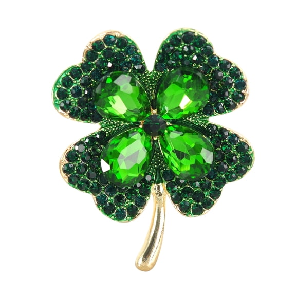 Gyn&Joy Four Leaf Clover Green Brooch, Goldtone, (Includes Gift Box), 1 Count
