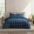 thumbnail image 3 of Sleepdown 100% Cotton Flannel Sheets Full Size Bed Sheets Set with Deep Pockets, Brushed Flannel with Elastic Fitted Sheet Set, Soft & Cozy Sheets - 4 Piece Bedding and Pillowcase set - Navy Check, 3 of 6
