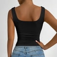 thumbnail image 5 of longantii Womens Square Neck Tank Tops Crop Summer Basic Going Out Tops Tight Crop Ruched Fashion Clothing 2026 Black L, 5 of 7