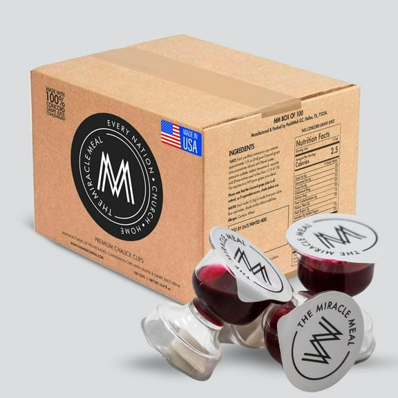 The Miracle Meal Chalice Pre-filled Communion Cups: 100% Concord Grape Juice & Wafer - Box of 100