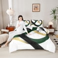 thumbnail image 4 of Castle Fairy Minimalism Stripes Full Size Comforter Sets,Black Green Gold Bedding Sets, 4 of 8