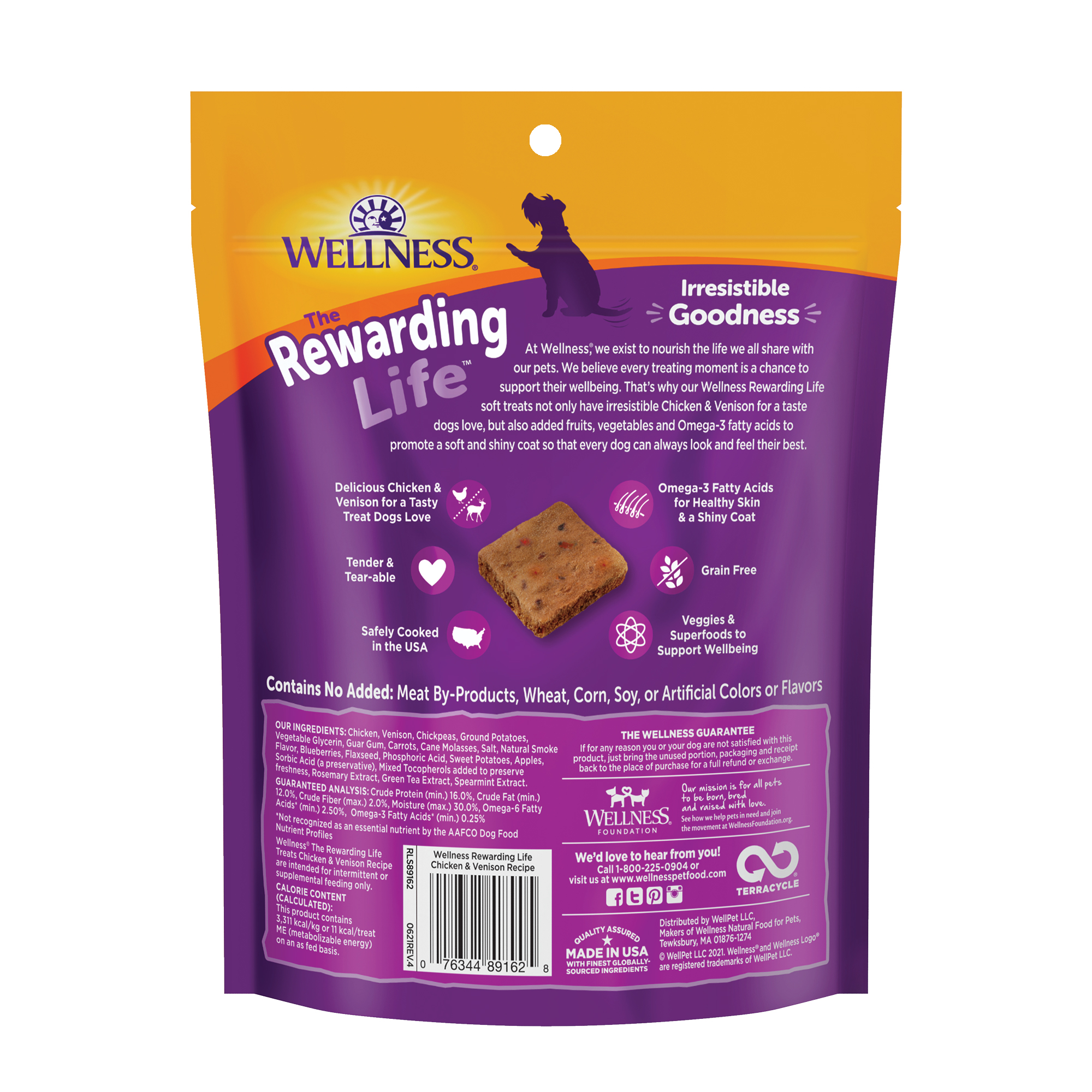 Wellness Rewarding Life Soft & Chewy Dog Treats, Grain Free, Chicken & Venison, 6 Ounce Bag - image 3 of 10