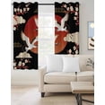 thumbnail image 2 of Japanese Style Blackout Curtains for Bedroom/Living Room, Thermal Insulated Kitchen Curtains, Modern Cranes Cherry Flower Wave Red Brown Grommet Darkening Window Treatment Drapes 52"x72"x2, 2 of 8