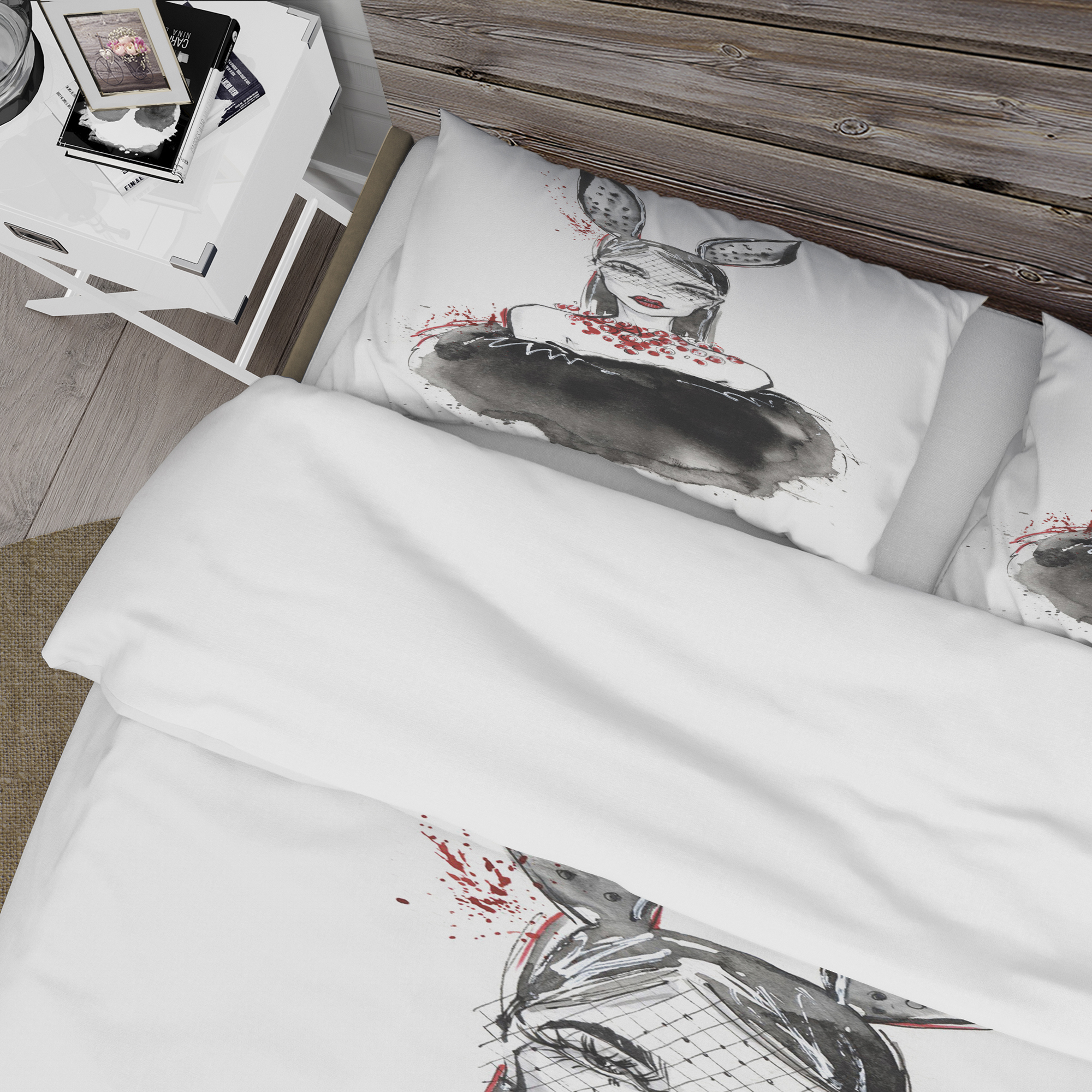 Designart 'Girl in Bunny Costume' Glamour Duvet Cover Set