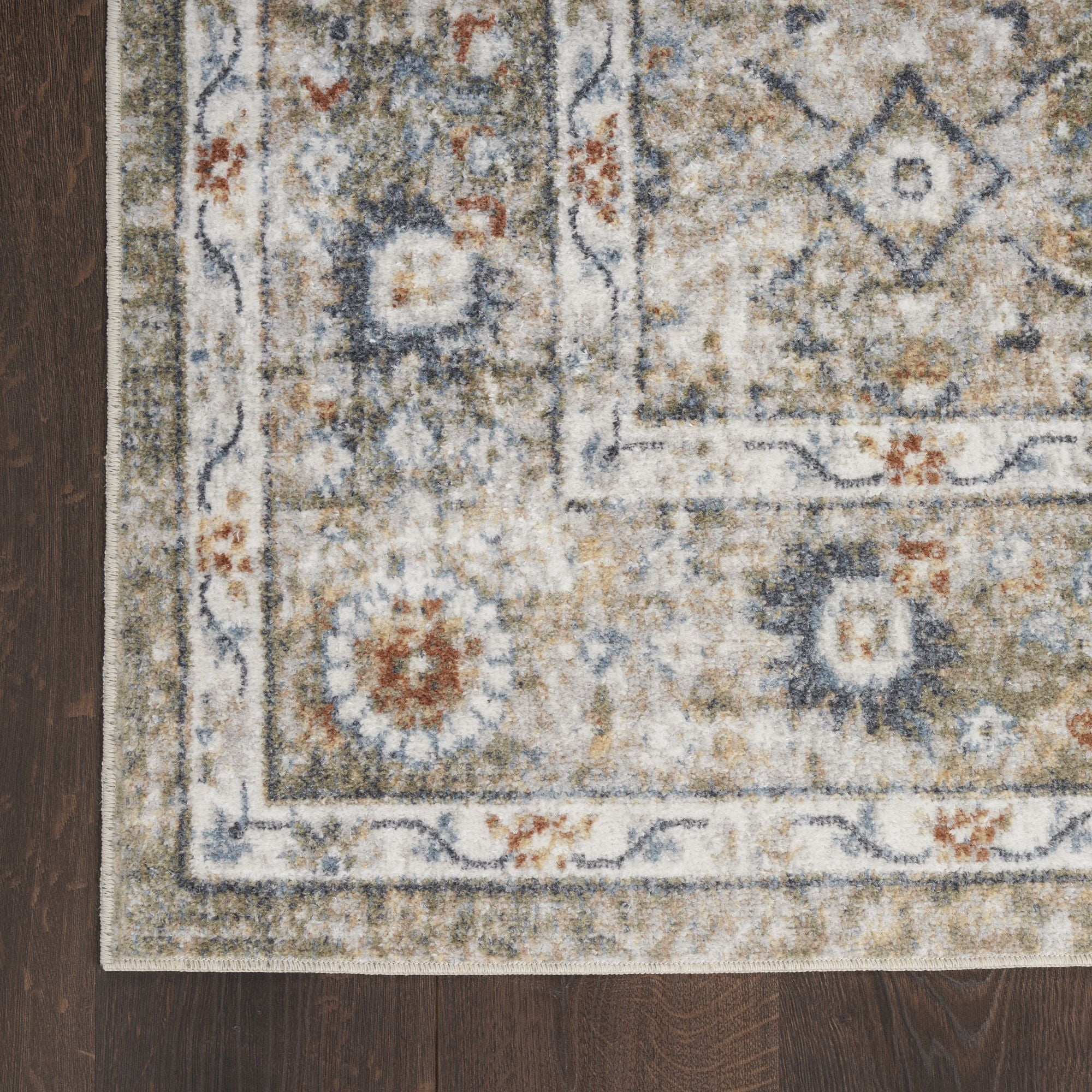 Nourison Astra Machine Washable 7'10" x 10' Gold Grey Vintage Indoor Flatweave Rug