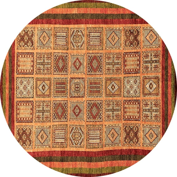 Ahgly Company Indoor Round Abstract Orange Modern Area Rugs, 6' Round