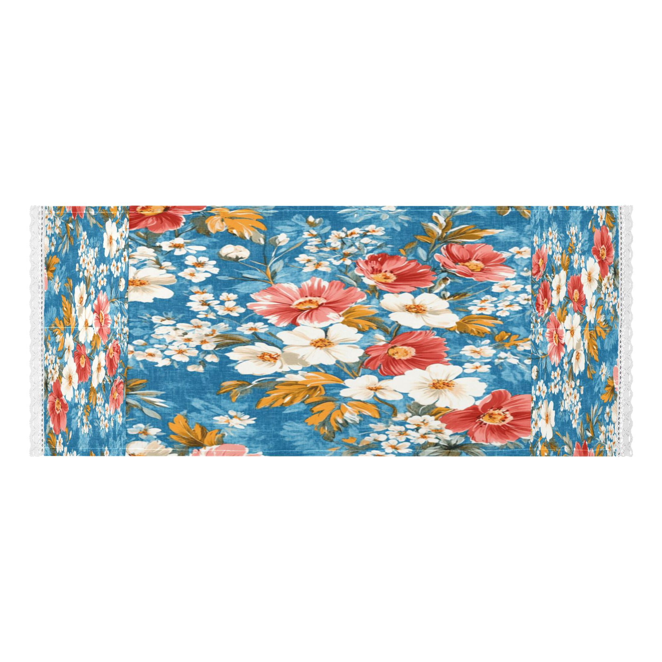 WOBOGO Red and White Nostalgic Flowers Washing Machine Cloth Dryer Refrigerator Top Cover Protective Non-Slip Mat For Kitchen Laundry