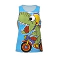 thumbnail image 5 of Wukai Dinosaur Riding a Motorcycle Print Men’s Workout Tank Top Sleeveless Muscle T shirt Gym Running Fitness Tank Top-3X-Large, 5 of 7