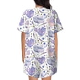 thumbnail image 3 of Naloa Lavender Flowers Women's Short-Sleeved Pajama Set, Loungewear, Summer pajamas, Breathable Cozy - Medium, 3 of 9