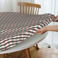thumbnail image 5 of Round Fitted Tablecloth 44 Inch, Christmas Red Green Gingham Round Fitted Tablecloth Elastic Fitted Tablecloth Waterproof Tabletop Cover Holiday Tablecloth for Dining, Party, Buffet, Wedding, 5 of 8