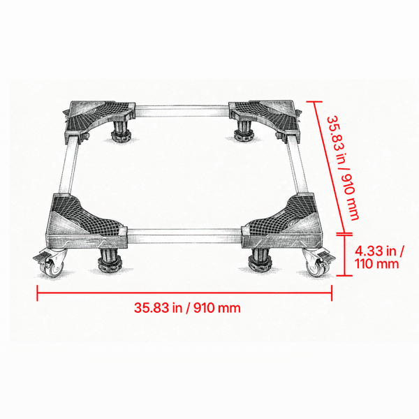 Fridge Stand Mobile Base, 27.5-35.4" Expandable Mobile Base with 8 Locking Twin Wheels & 4 Brakes, 1100 lbs Load Capacity, for Washer, Refrigerator & Dryer