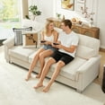 thumbnail image 3 of Muumblus 84" 3-Seater Sofa, Modern Deep Seat Nailhead Trim Couch with Curved Arms and Metal Legs for Living Room, Beige, 3 of 10