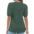 thumbnail image 2 of Blooming Jelly Womens Dressy Casual Tops Puff Sleeve Work Blouses Pleated V Neck T Shirts, 2 of 4