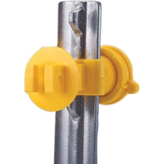 Dare Western Screw-Tight Round Post Insulator - Electric Fencing - 25 Pack, Yellow