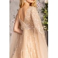 thumbnail image 4 of Women's GLS Gloria Gl3494 Embellished Cape Sleeve A-line Evening Elegant Gown New Collection Champagne Goldish Beige Size XL, 4 of 4