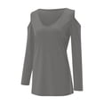 thumbnail image 6 of MEICHEN Spring and Summer Women's Clothing Color Cotton Fashion Solid Color Strapless Long Sleeved T Shirt, 6 of 6