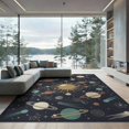 thumbnail image 2 of ODIKA 8'x10' Washable Area Rug System Galaxy Planet Map With Ringed Worlds And Comet Trails for Living Room, Under Sectional, Family , Durable, Non-Slip, 2 of 7