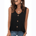 thumbnail image 3 of Women's Eyelet Embroidery Tank Tops with V Neck and Button Down Front Featuring Loose Sleeveless Silhouette Black XL, 3 of 7