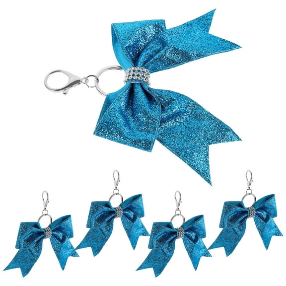 5pcs Fashion Rhinestone Bow Keychain Trendy Cheerleader Inspired Bag Charm Cute Bowknot Keyring For Purse Handbag Wallet Car Key Hanging Chain For Travel Party
