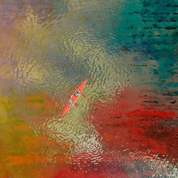 "Red Kayak" Painting Print on Wrapped Canvas