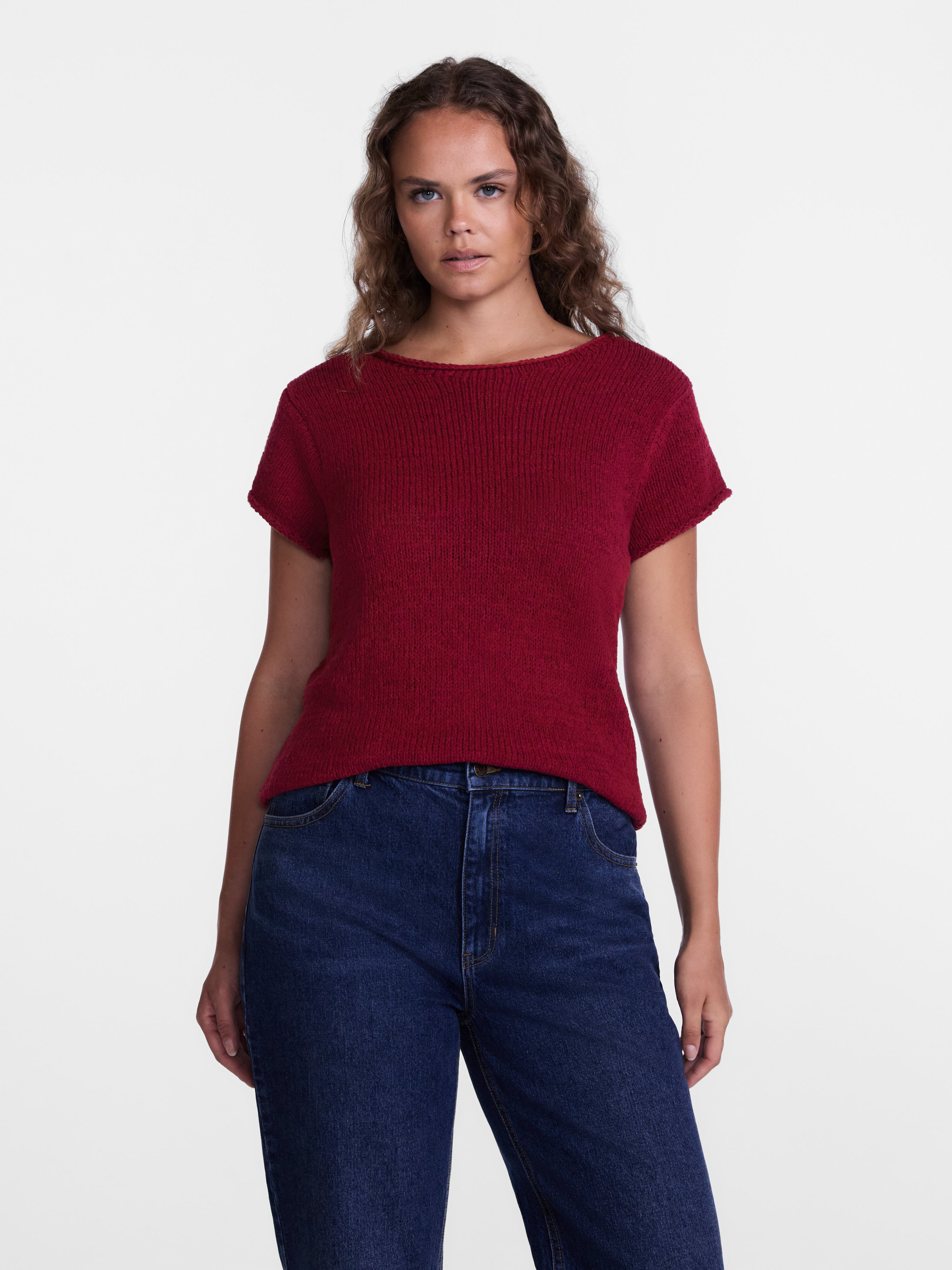 Scenario Women's and Women's Plus Pullover Rollneck Lightweight Sweater with Short Sleeves, Sizes XS-4X