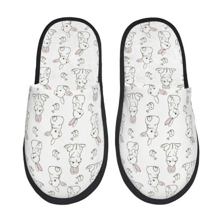 

Sikiie Bunny And Bird Fuzzy Slip-on Slippers Warm Cozy Soft Lightweight Memory Foam Indoor House ShoesLarge