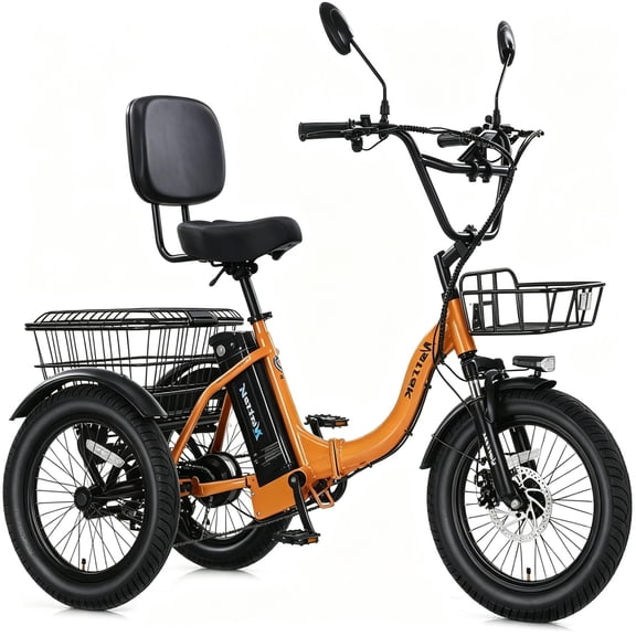 Narrak Fat Tire Electric Tricycle for Adults,48V 13AH Lithium Removable Battery , 7-Speed,Peak 1100W with Large Basket