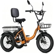 Narrak Fat Tire Electric Tricycle for Adults,48V 13AH Lithium Removable Battery , 7-Speed,Peak 1100W with Large Basket