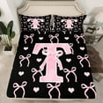 thumbnail image 2 of Feelyou Cartoon Bow-tie Full Size Sheets, Initial Letter T Bed Sheets, Kawaii Princess Sheet Sets, Breathable Bedroom Decor, 4 Piece, 2 of 7