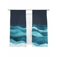 thumbnail image 2 of Navy Blue Sheer Curtains 72 Inches Long 2 Panels Green Water Ripple Abstract Gradient Coean Waves Light Filtering Semi Sheer Window Curtains Drapes for Bedroom Living Room 52"x72", 2 of 7