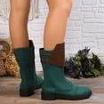 thumbnail image 6 of Bnwani Women Boots Retro Fashion Toe Zipper Flat Mid-Calf Ankle Elastic Retro Boot Green Size 8.5, 6 of 8