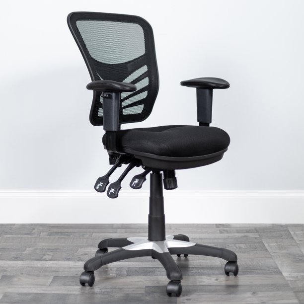 Flash Furniture Mid-Back Mesh Office Chair with Triple Paddle Control, Black - Walmart.com 