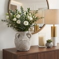 thumbnail image 2 of Terracotta Triple Handle Vase for Living Room Decor - Casual Home Decor Accent for Entryway, Bedroom, and Office Shelf - Decorative Flower Vase for House and Dining Room Table - 10", Ivory & Tan, 2 of 12