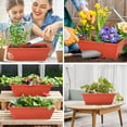thumbnail image 3 of Rongsi Window Box Planter, 7 Pack Plastic Vegetable Flower Planters Boxes 17 Inches Rectangular Flower Pots with Saucers for Indoor Outdoor Garden, Patio, Home Decor (Red), 3 of 7