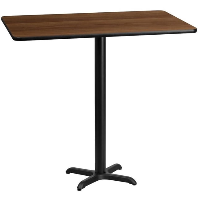 Bowery Hill 30" x 60" Restaurant Bar Table in Black and Walnut