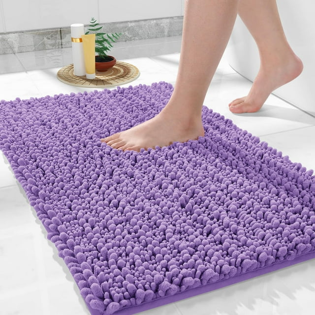 Alfombra de baño Yimobra, antideslizante, lavable, 60 x 43 cm, chenilla, color lavanda