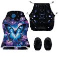thumbnail image 3 of SEANATIVE Gamer Chair Covers Executive Boss Gaming Computer Desk Chair Covers Universal Slipcover with Arm Rest Cover, Office Armchair Slipcover Decor, Butterfly Floral Blue Violet Black, 3 of 7