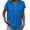 Blue, variant on Womens Cotton Linen Shirts Summer Short Sleeve Dress Blouses Casual Collared Plain Gauzy Tops with Button Blue
