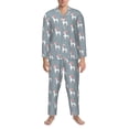 thumbnail image 3 of Naloa Cartoon Poodle Dog Men’s Pajamas Set - Long Sleeve Button Down Sleep Shirt and Pajama Bottoms Sleepwear Set-Medium, 3 of 7