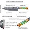 thumbnail image 2 of WILDMOK Chef Knife 8 Inch Super Steel 67 Layer Damascus Razor Sharp, Green & Orange Mix Resin Handle Full Tang, Hammered Finish, 2 of 8