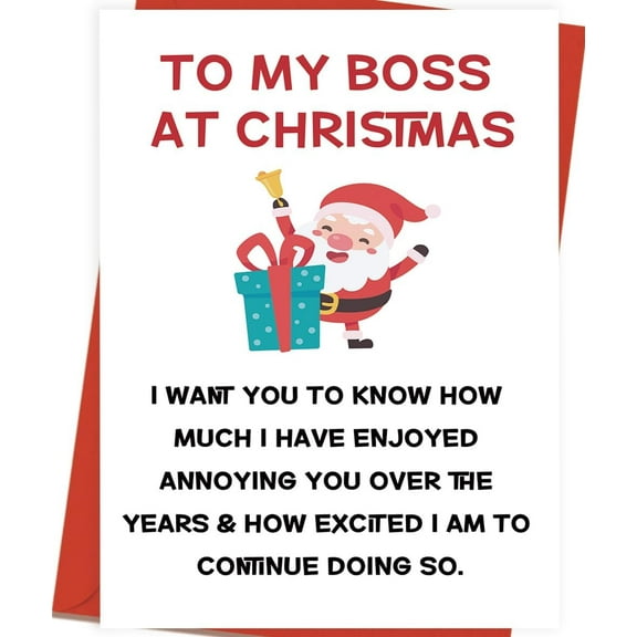 Christmas Card for Boss – Humorous "Annoying You for Years" Design – Fun Santa Character – Perfect Holiday Greeting for Workplace Giving