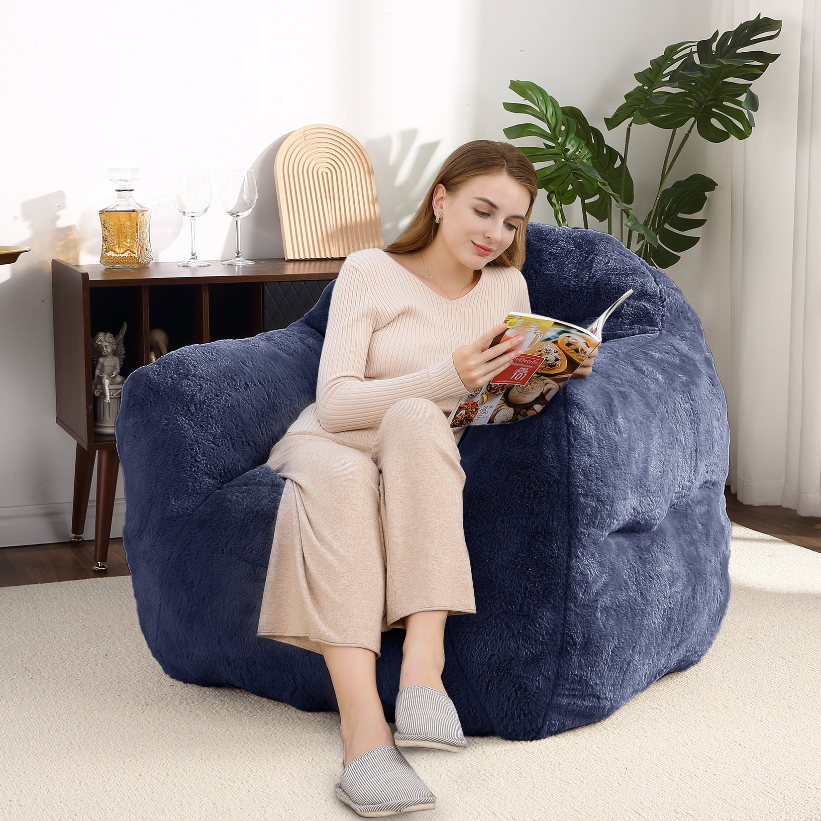 Extra Large Bean Bag Chair 39 Inch,Pre-Filled Plush Beanbag Sofa for Adults, Kids & Teens, Comfortable Lounge Chair for Bedroom & Living Room