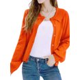 thumbnail image 1 of Diconna Women's Long Sleeve Button Cardigan Sweater Lapel Cable Knit Short Sweater Jacket, 1 of 6
