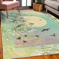 thumbnail image 3 of Birds Decorative Rug, Nature Themed Design of Flying Animals on Bare Branches Sun and Ombre Sky, Quality Carpet for Bedroom Dorm and Living Room, 6 Sizes, Pale Avocado, by Ambesonne, 3 of 4